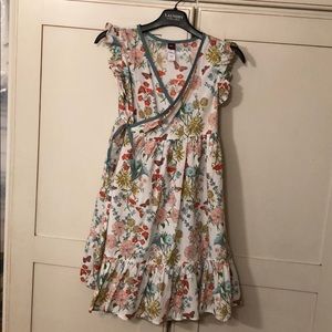 Butterfly and flower wrap dress